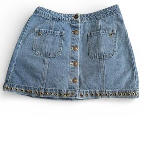Hand Studded Jean Skirt